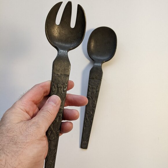 Norway Artist David Anderson Salad Fork Spoon Cast Pewter Oseberg Ship inspired - Picture 9 of 13